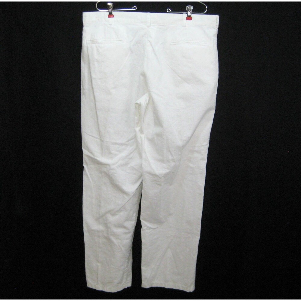 White 100% Linen Pants Mens Size 38x32 Topical Summer 4 Pockets Zip Fly Nath - Picture 3 of 4